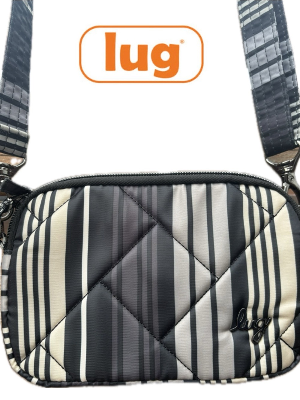LUG - Coupe SE Convertible Crossbody Bag (Love Stripe Black) Purse Travel NWOT
